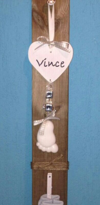 Zeepketting op hout met naam